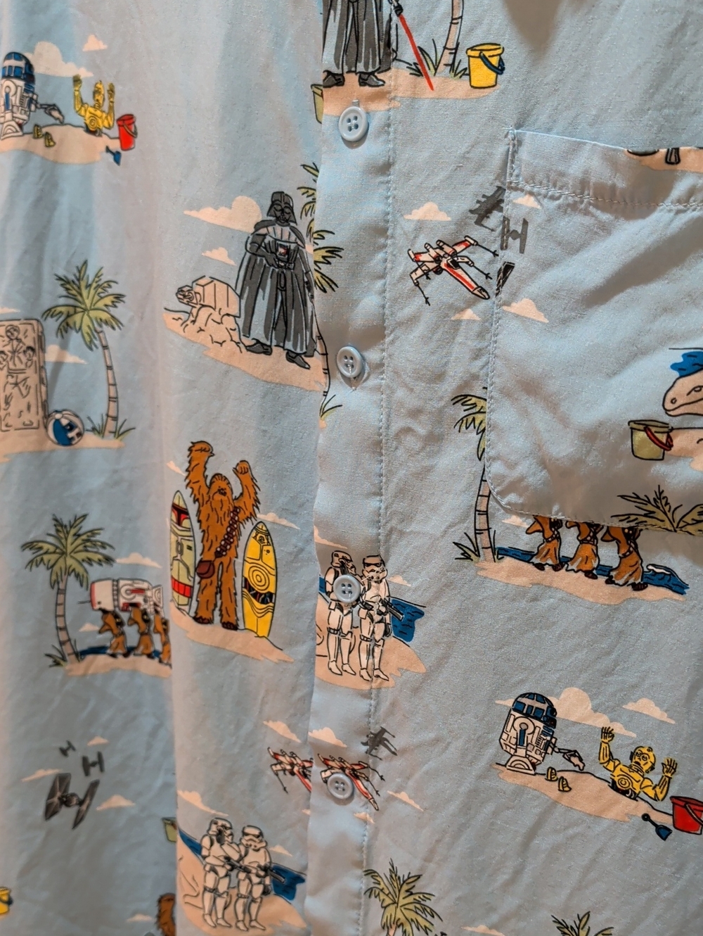 Light Blue Star Wars Beach Print Shirt